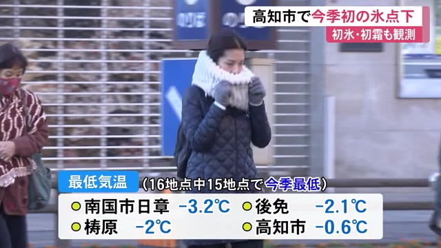 初氷 初霜も観測 高知市で今季初めての氷点下 四万十市では雪も 高知 プライムこうち 高知さんさんテレビ